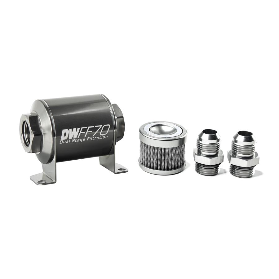DeatschWerks '-10AN, 100 micron, 70mm In-line fuel filter kit
