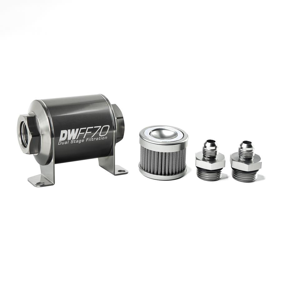 DeatschWerks '-6AN, 100 micron, 70mm In-line fuel filter kit