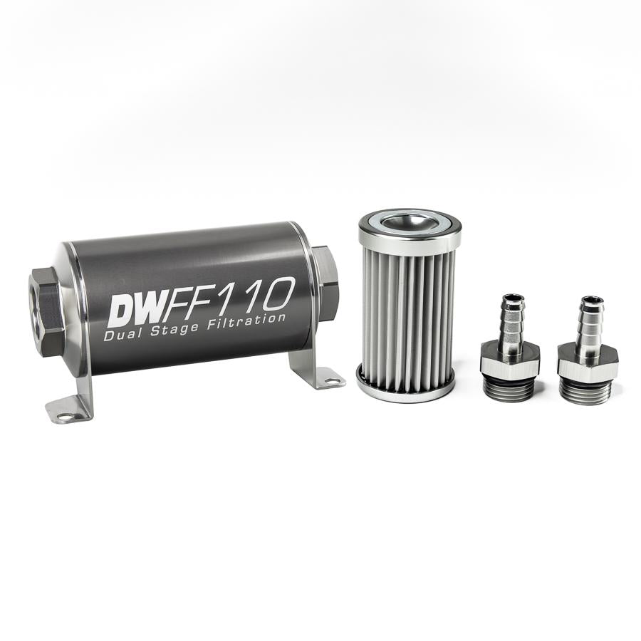 DeatschWerks 3/8 in, 5 micron, 110mm In-line fuel filter kit