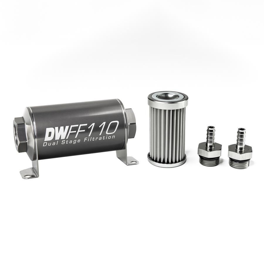 DeatschWerks 5/16 in, 5 micron, 110mm In-line fuel filter kit