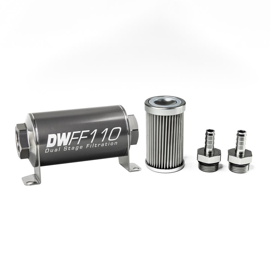 DeatschWerks 3/8 in, 10 micron, 110mm In-line fuel filter kit