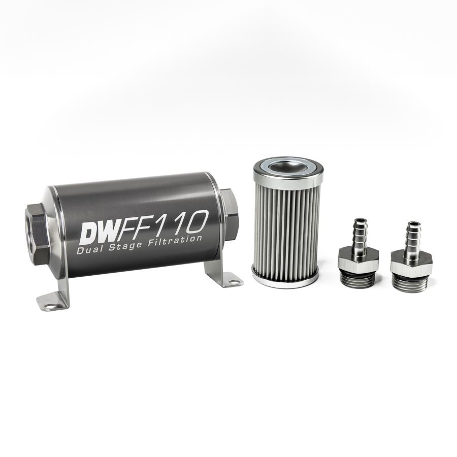 DeatschWerks 5/16 in, 10 micron, 110mm In-line fuel filter kit