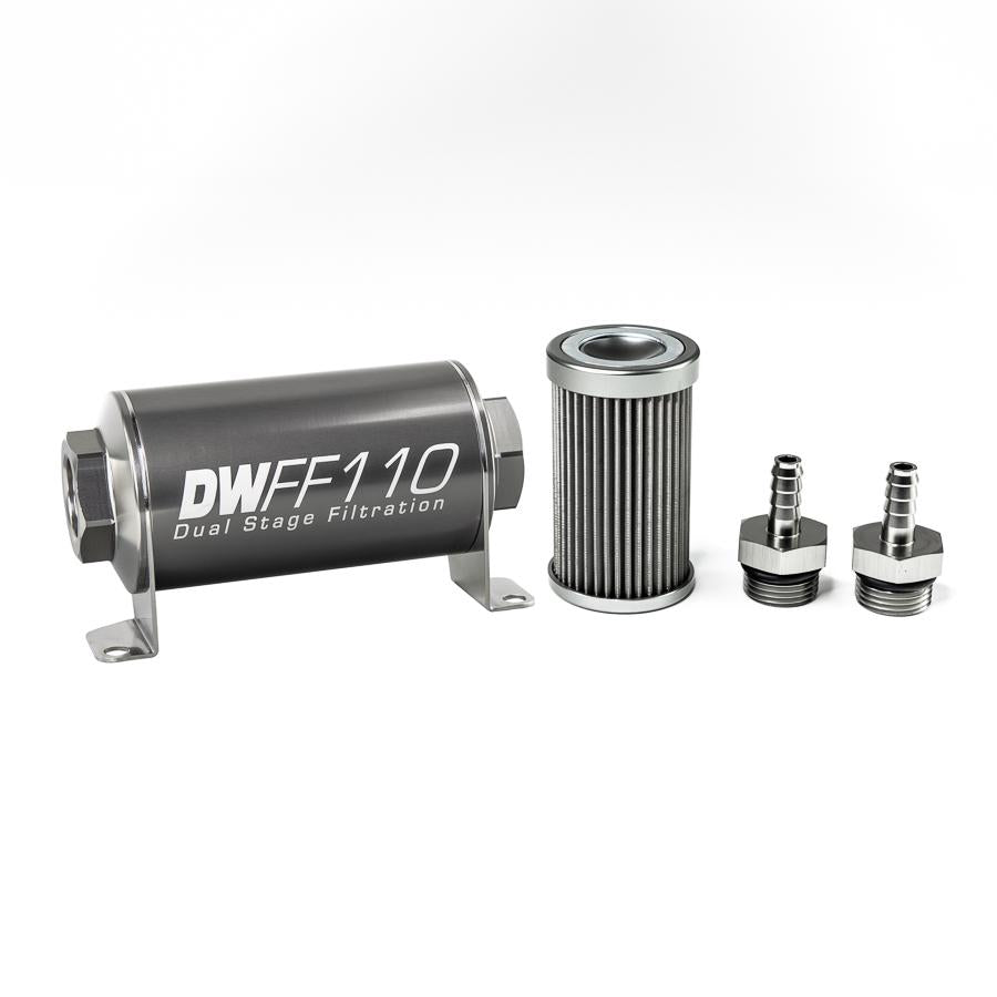 DeatschWerks 5/16 in, 40 micron, 110mm In-line fuel filter kit