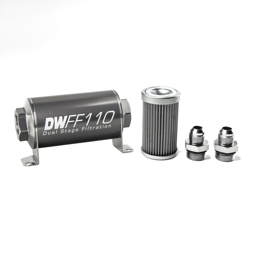 DeatschWerks '-8AN, 40 micron, 110mm In-line fuel filter kit