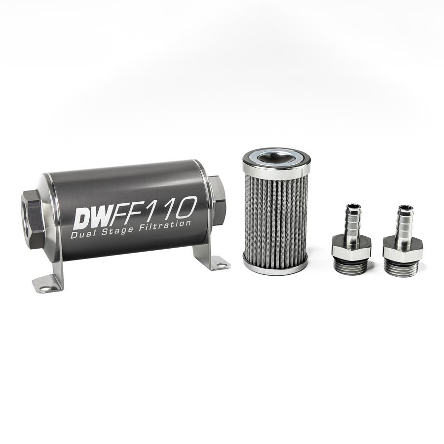 DeatschWerks 3/8 in, 100 micron, 110mm In-line fuel filter kit