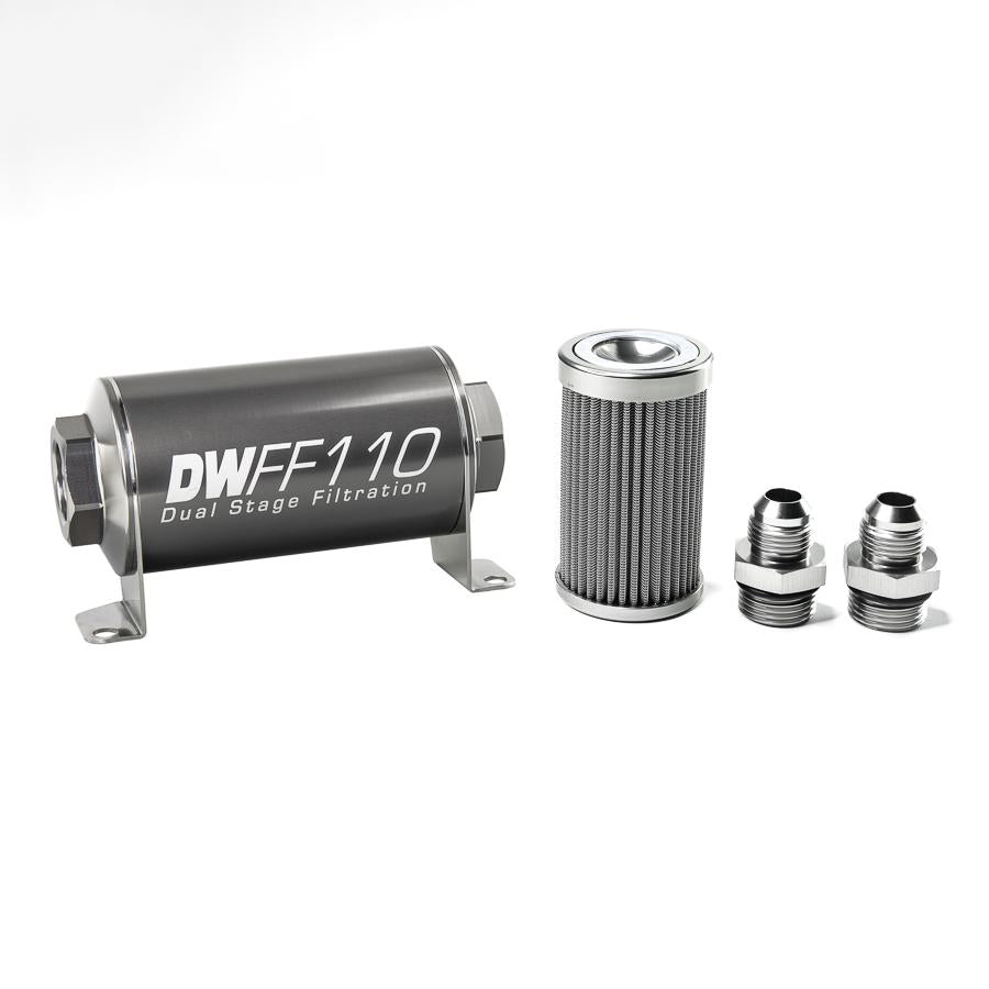 DeatschWerks '-8AN, 100 micron, 110mm In-line fuel filter kit