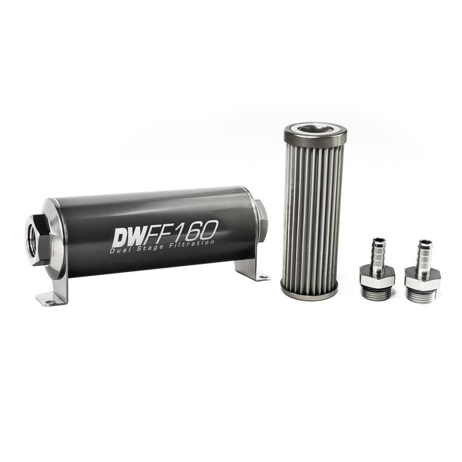 DeatschWerks 3/8 in, 40 micron, 160mm In-line fuel filter kit