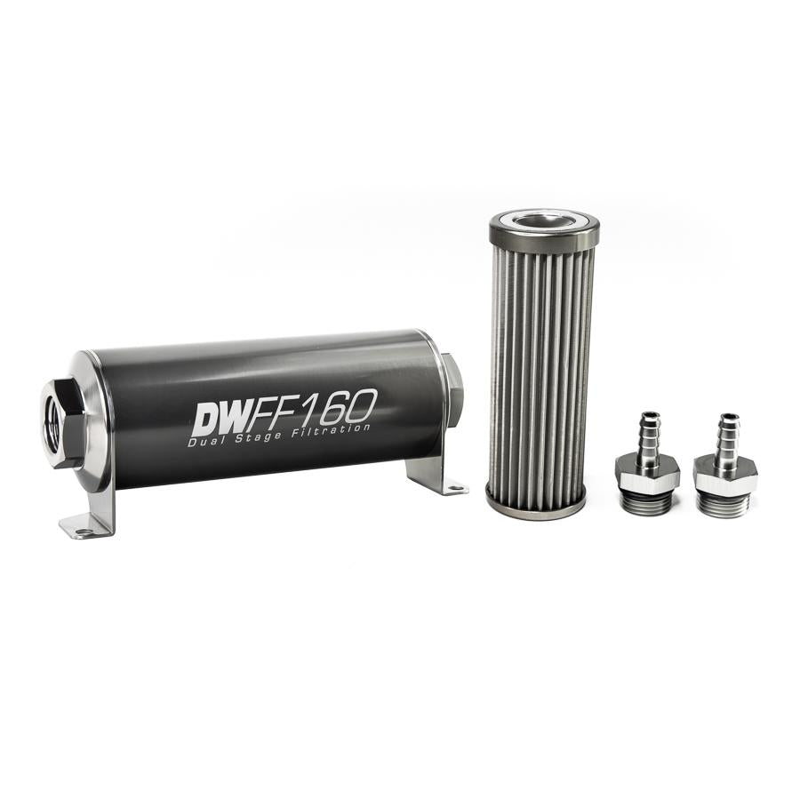 DeatschWerks 5/16 in, 40 micron, 160mm In-line fuel filter kit