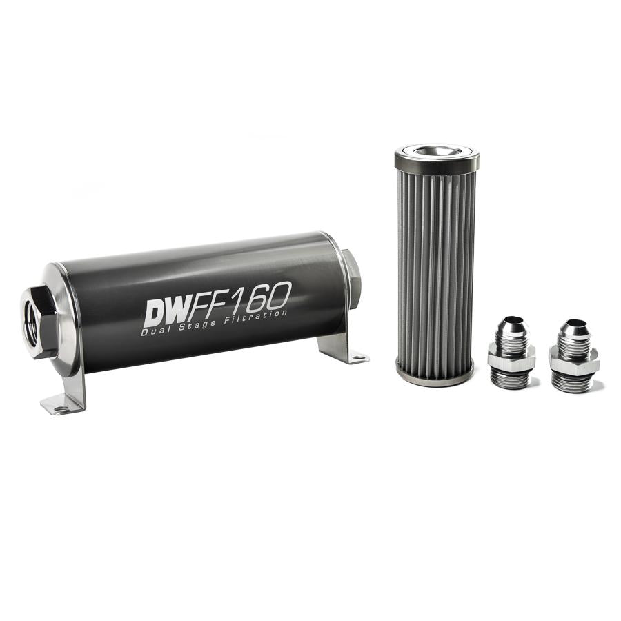 DeatschWerks '-8AN, 40 micron, 160mm In-line fuel filter kit
