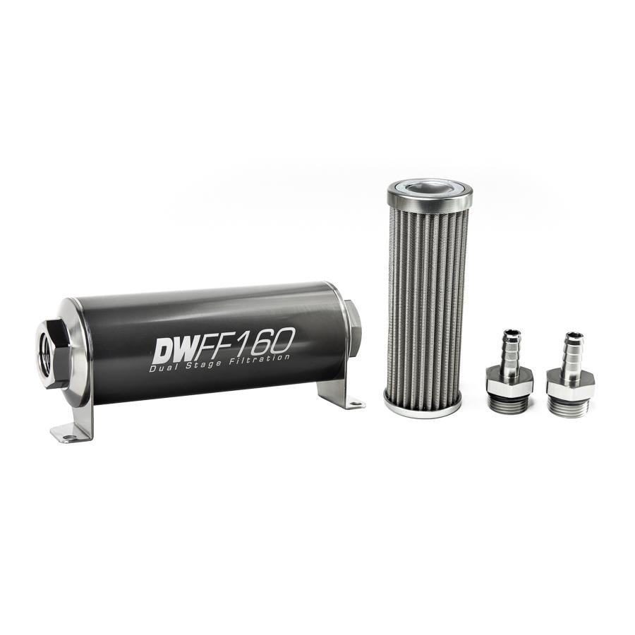 DeatschWerks 3/8 in, 100 micron, 160mm In-line fuel filter kit