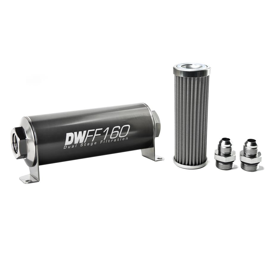 DeatschWerks '-8AN, 100 micron, 160mm In-line fuel filter kit