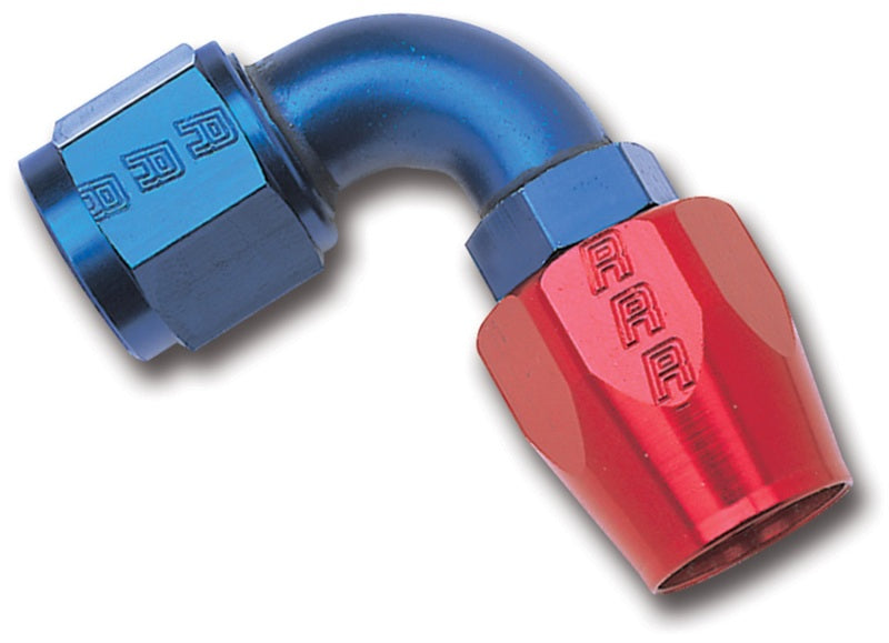 Russell Full Flow 90° Swivel Style Hose End - Red / Blue