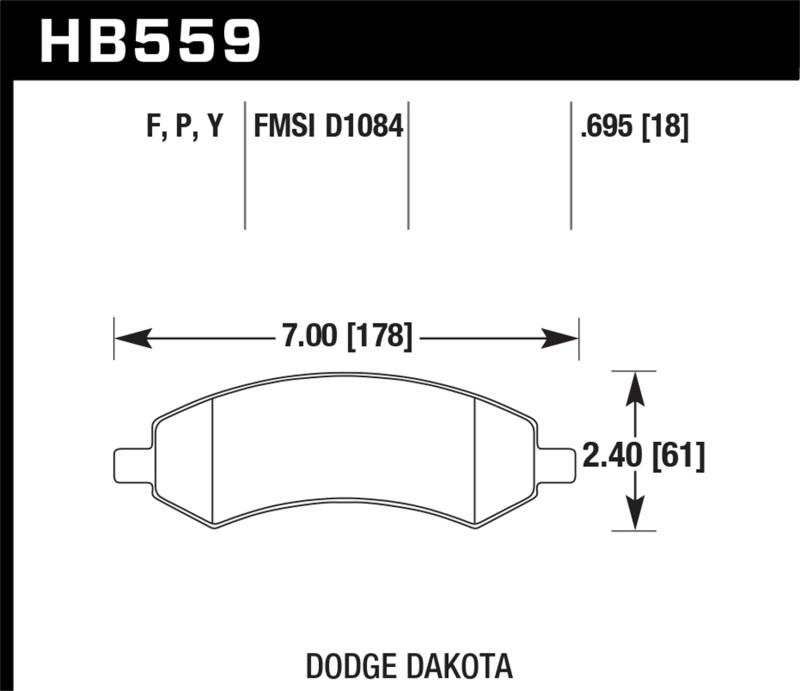 Hawk 05-16 Dodge RAM 1500 HPS 5.0 Front Brake Pads HB559B.695 Main Image