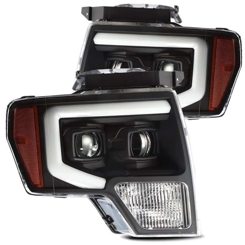 AlphaRex 09-14 Ford F-150 PRO-Series Projector Headlights Plank Style Black w/Activ Light/Seq Signal 880199 Main Image