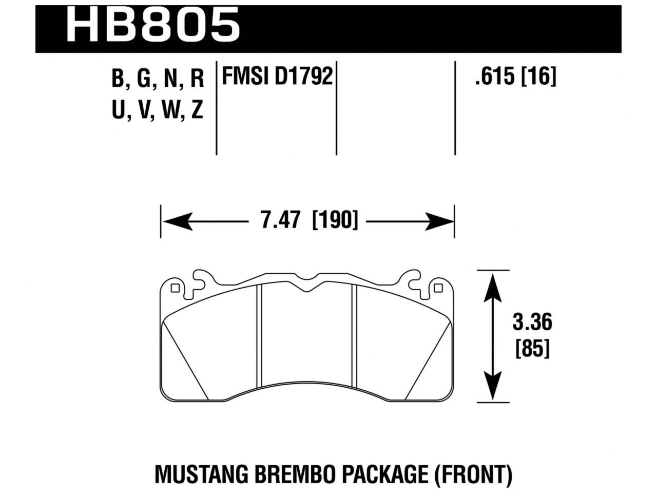 Hawk Brake Pads HB805G.615 Item Image