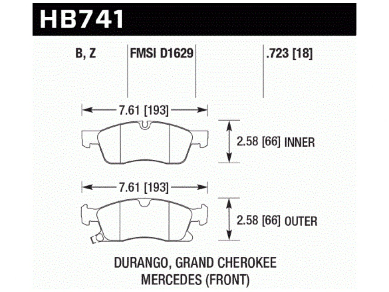 Hawk Brake Pads HB741Z.723 Item Image