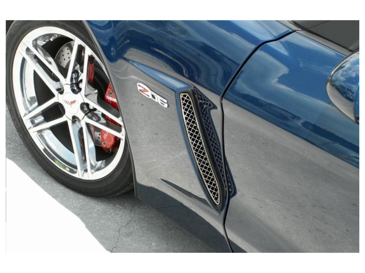 American Car Craft (ACC) Corvette Side Vent Grilles Laser Mesh 2Pc Polished 2006-2013 Z06 Only