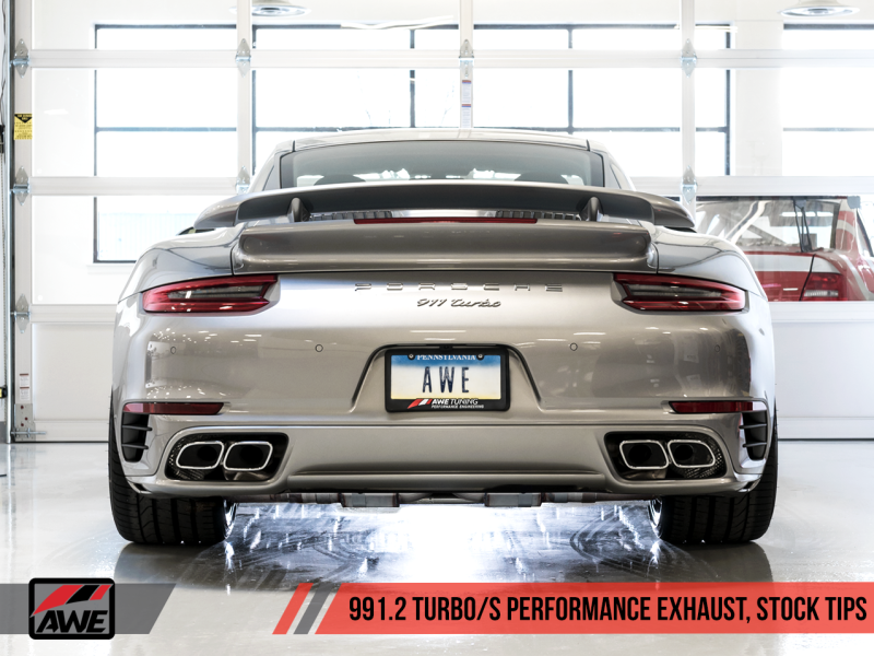 AWE Tuning Porsche 991.2 Turbo Performance Exhaust and High-Flow Cat Sections - For OE Tips 3015-41002 Main Image