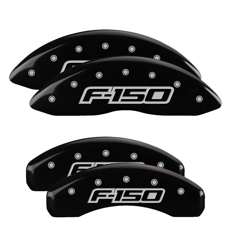 MGP 4 Caliper Covers Engraved F&R F150 / F150 2009 Black Powder Coat Finish Silver Characters 10219SF15BK Main Image