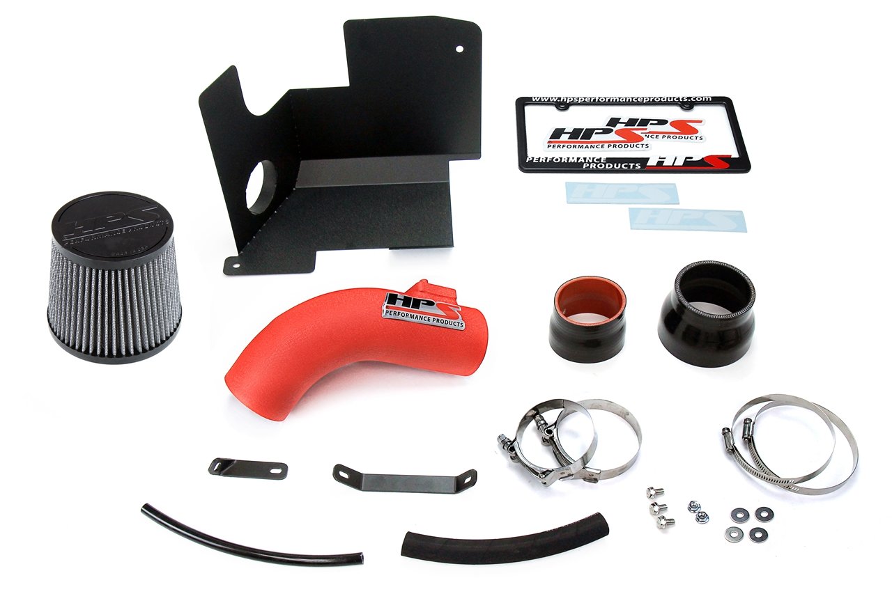 HPS Performance Shortram Air Intake Kit 2012-2015 Honda Civic Si 2.4L, Includes Heat Shield, Wrinkle Red