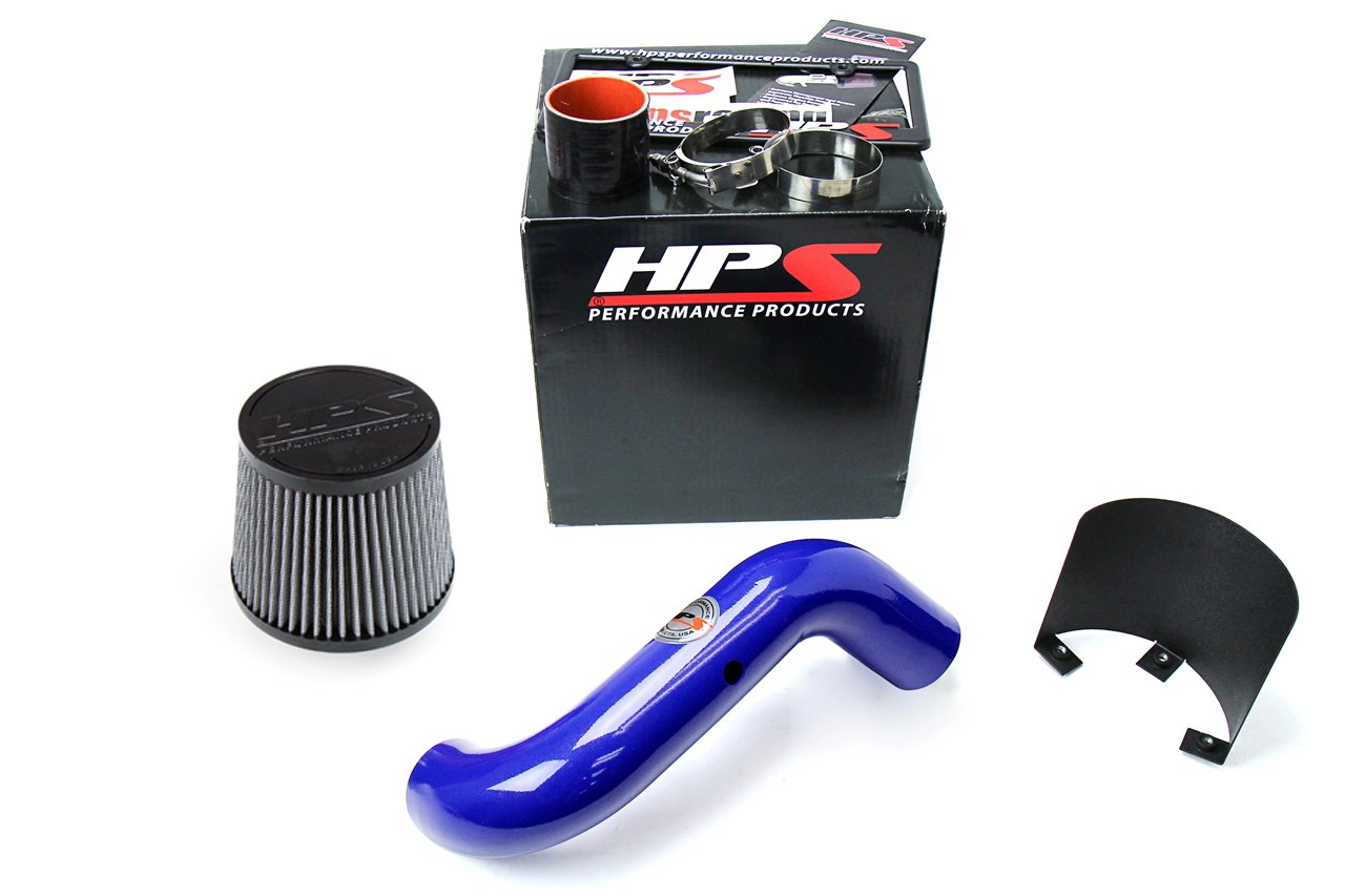 HPS Performance Shortram Air Intake Kit 2002-2005 Honda Civic Si 2.0L, Includes Heat Shield, Blue