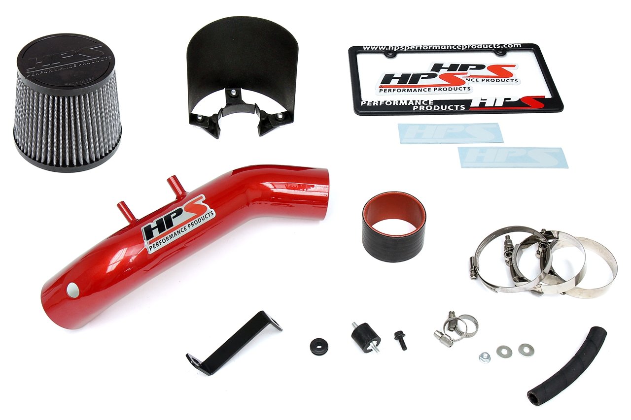 HPS Performance Shortram Air Intake Kit 2004-2008 Acura TSX 2.4L, Includes Heat Shield, Red