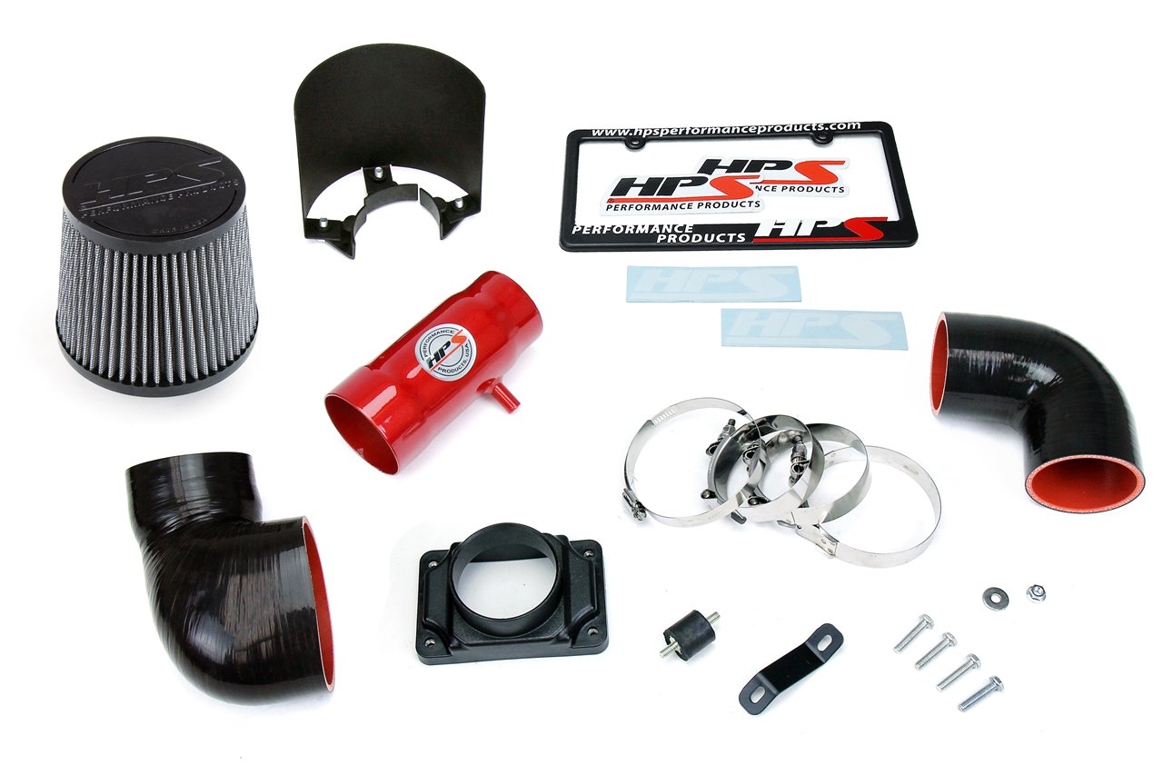 HPS Performance Shortram Air Intake Kit 1991-1999 Dodge Stealth DOHC V6 3.0L Non Turbo, Includes Heat Shield, Red