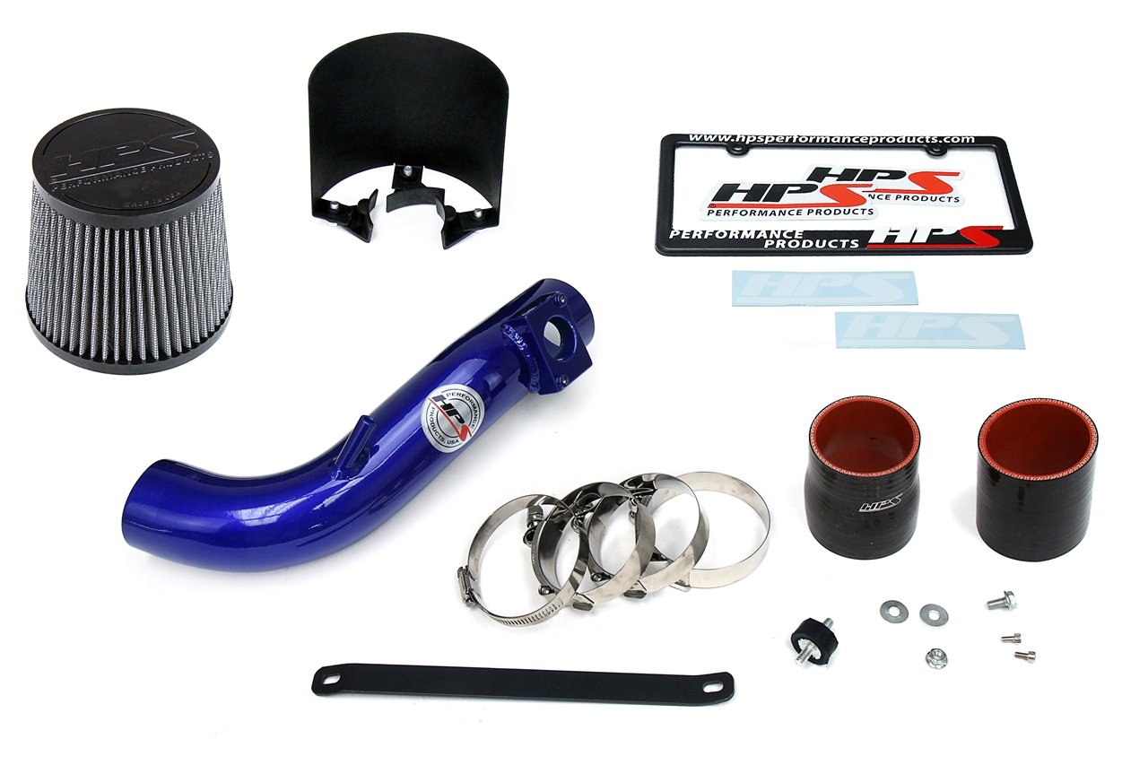 HPS Performance Shortram Air Intake Kit 2008-2014 Mitsubishi Lancer 2.0L 2.4L Non Turbo, Includes Heat Shield, Blue