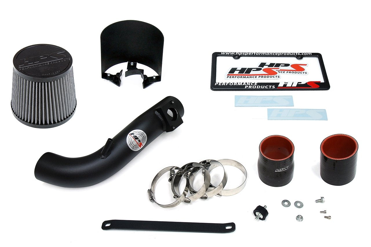 HPS Performance Shortram Air Intake Kit 2008-2014 Mitsubishi Lancer 2.0L 2.4L Non Turbo, Includes Heat Shield, Black