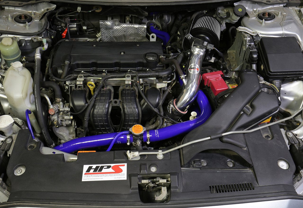 HPS Performance Shortram Air Intake Kit 2008-2014 Mitsubishi Lancer 2.0L 2.4L Non Turbo, Includes Heat Shield, Blue