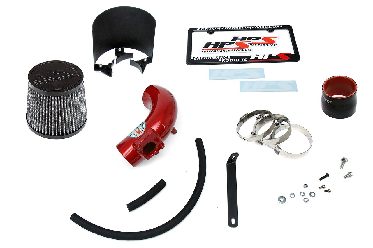 HPS Performance Shortram Air Intake Kit 2006-2007 Mazda Mazda5 2.3L Non Turbo, Includes Heat Shield, Red