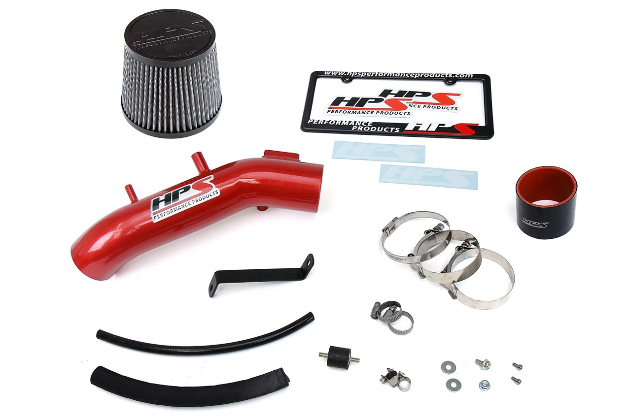 HPS Performance Shortram Air Intake Kit 2003-2007 Honda Accord 2.4L with MAF Sensor SULEV, Includes Heat Shield, Red