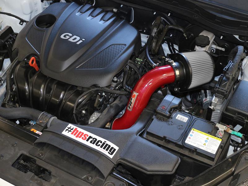 HPS Performance Shortram Air Intake Kit 2011-2014 Hyundai Sonata 2.4L, Includes Heat Shield, Red