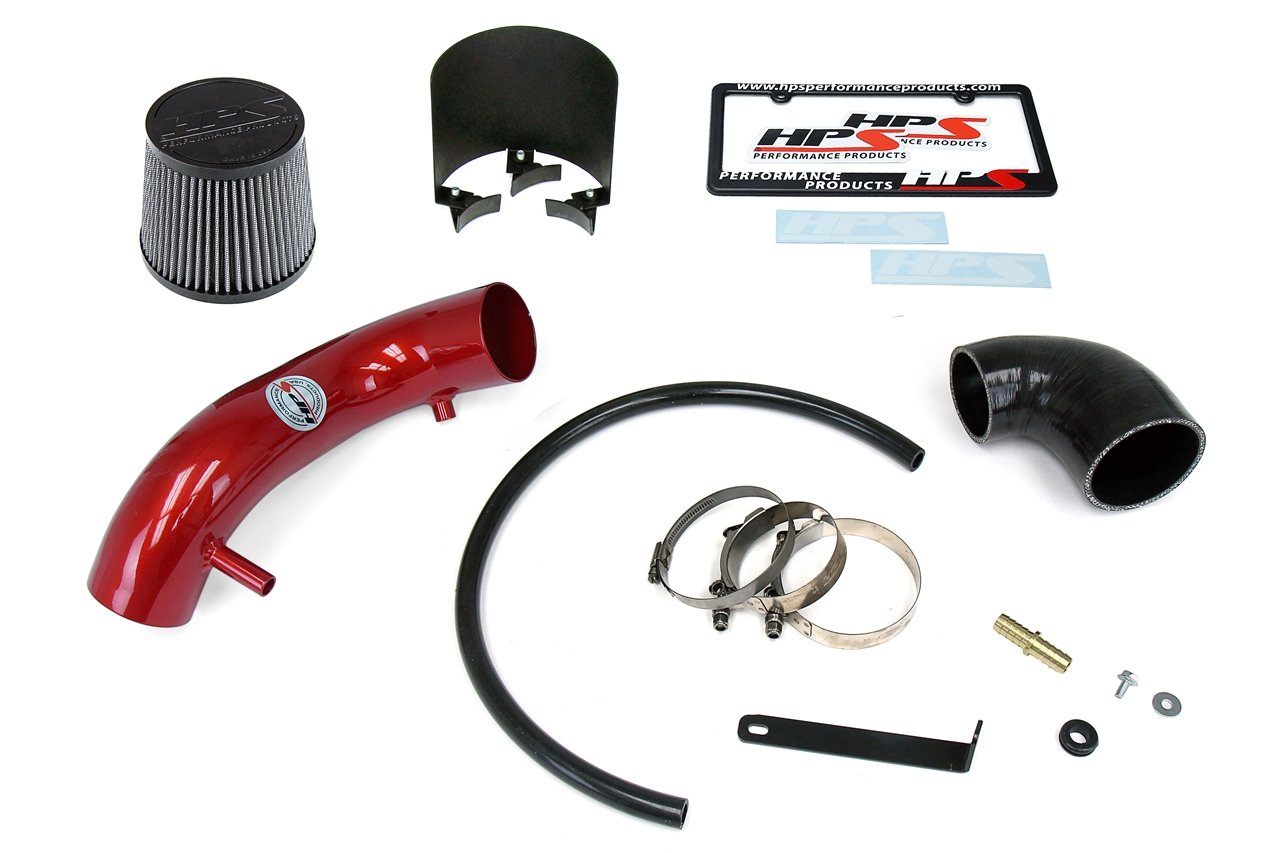 HPS Shortram Air Intake Kit 1991-2001 Jeep Cherokee 4.0L I6, Includes Heat Shield, Red