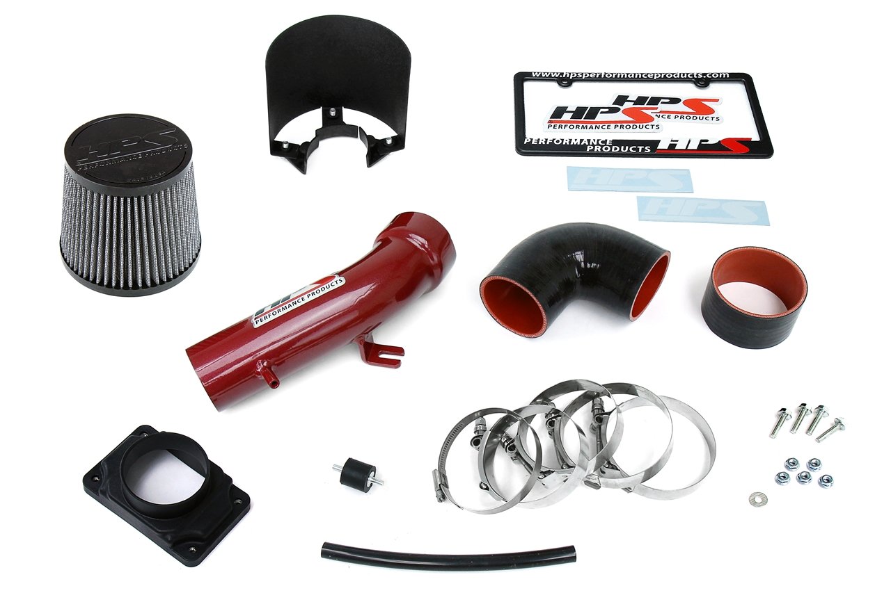 HPS Performance Shortram Air Intake Kit 2001-2003 Chrysler Sebring Lxi 3.0L V6, Includes Heat Shield, Red