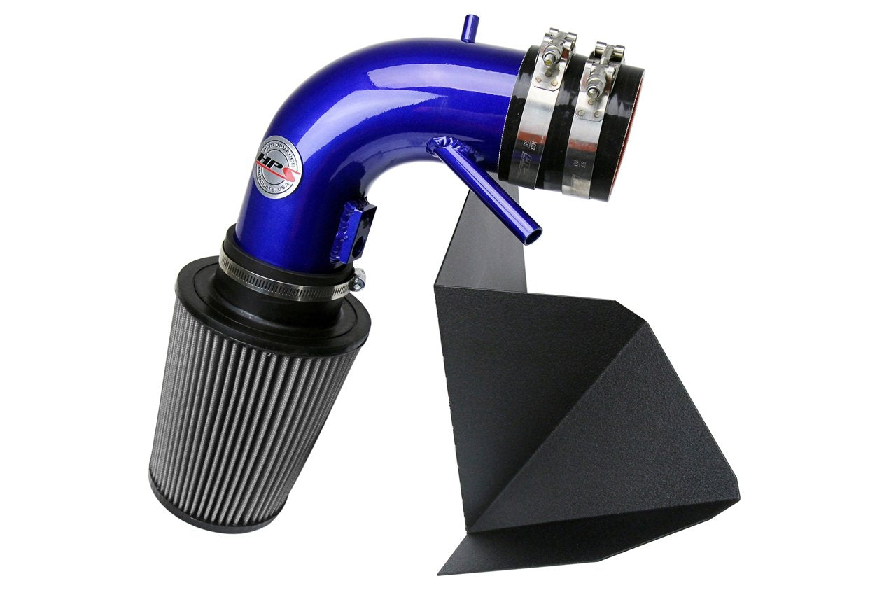 HPS Performance Shortram Air Intake Kit 2013-2015 Hyundai Genesis Coupe 3.8L V6, Includes Heat Shield, Blue