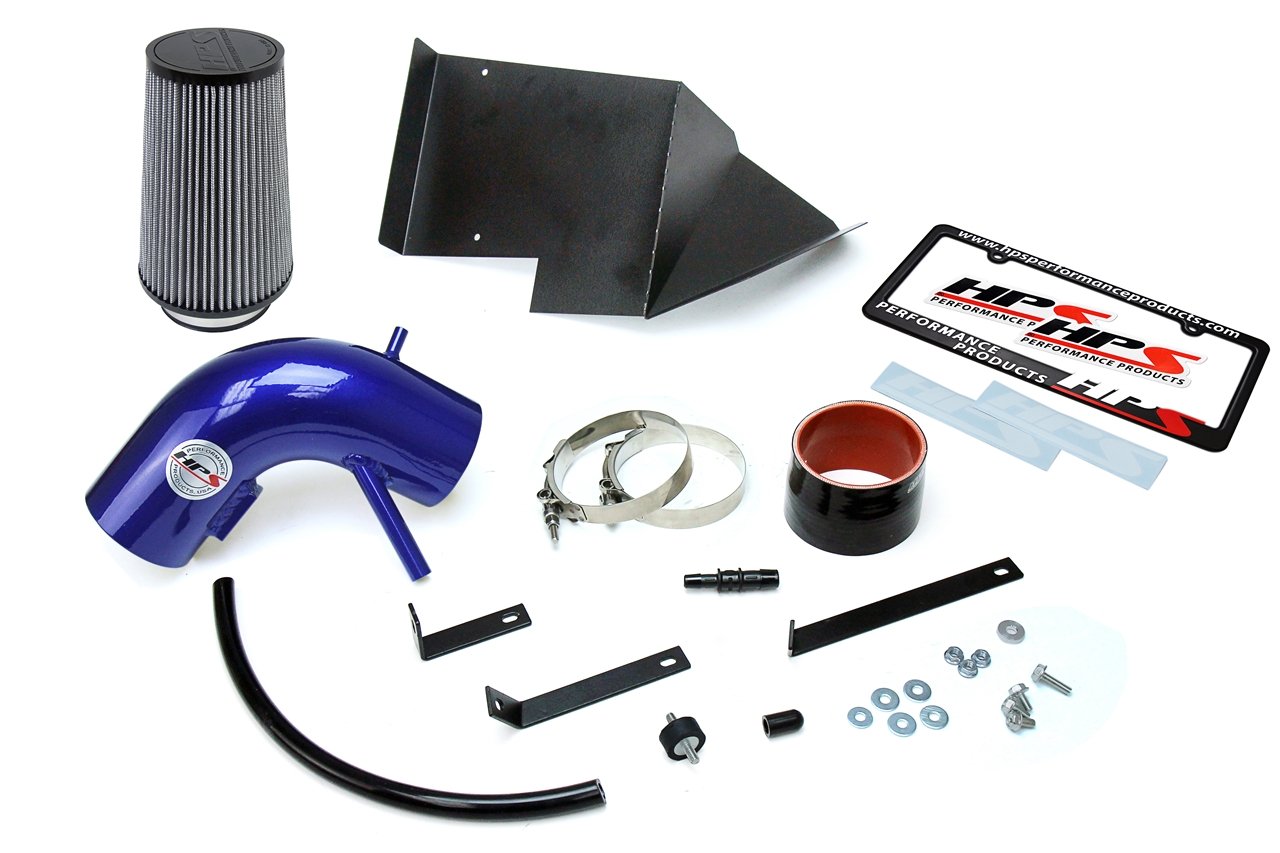 HPS Performance Shortram Air Intake Kit 2013-2015 Hyundai Genesis Coupe 3.8L V6, Includes Heat Shield, Blue