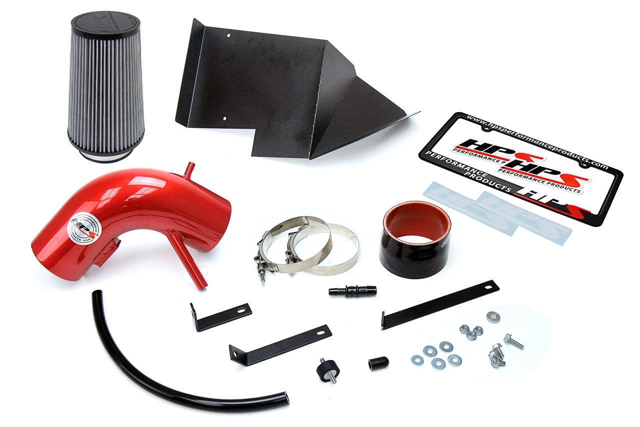 HPS Performance Shortram Air Intake Kit 2013-2015 Hyundai Genesis Coupe 3.8L V6, Includes Heat Shield, Red