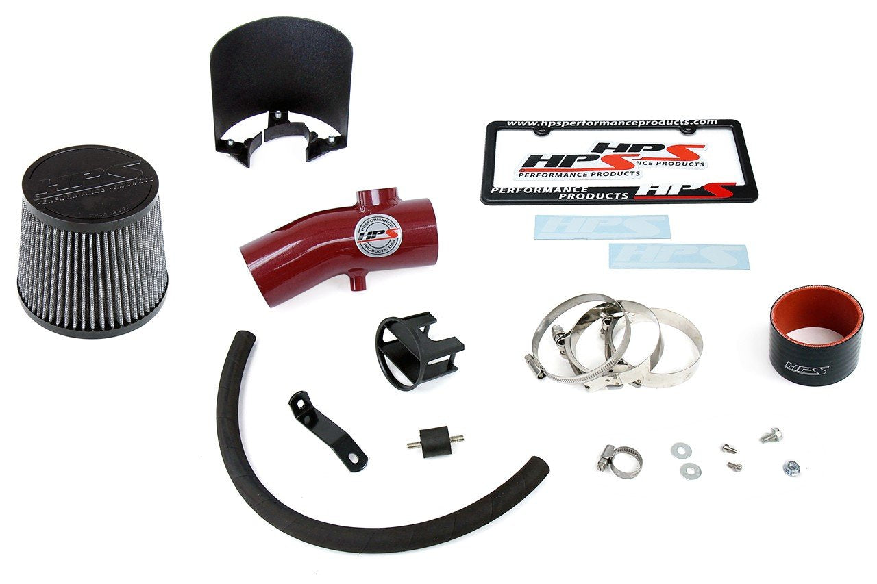 HPS Performance Shortram Air Intake Kit 2012-2013 Mazda Mazda3 2.0L Skyactiv, Includes Heat Shield, Red