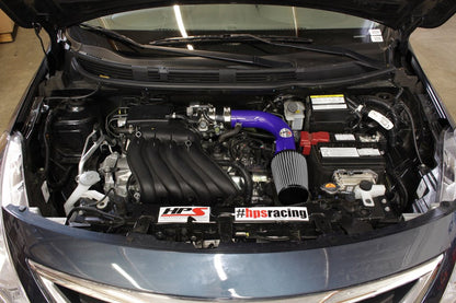 HPS Shortram Air Intake Kit 2012-2016 Nissan Versa 1.6L, Blue