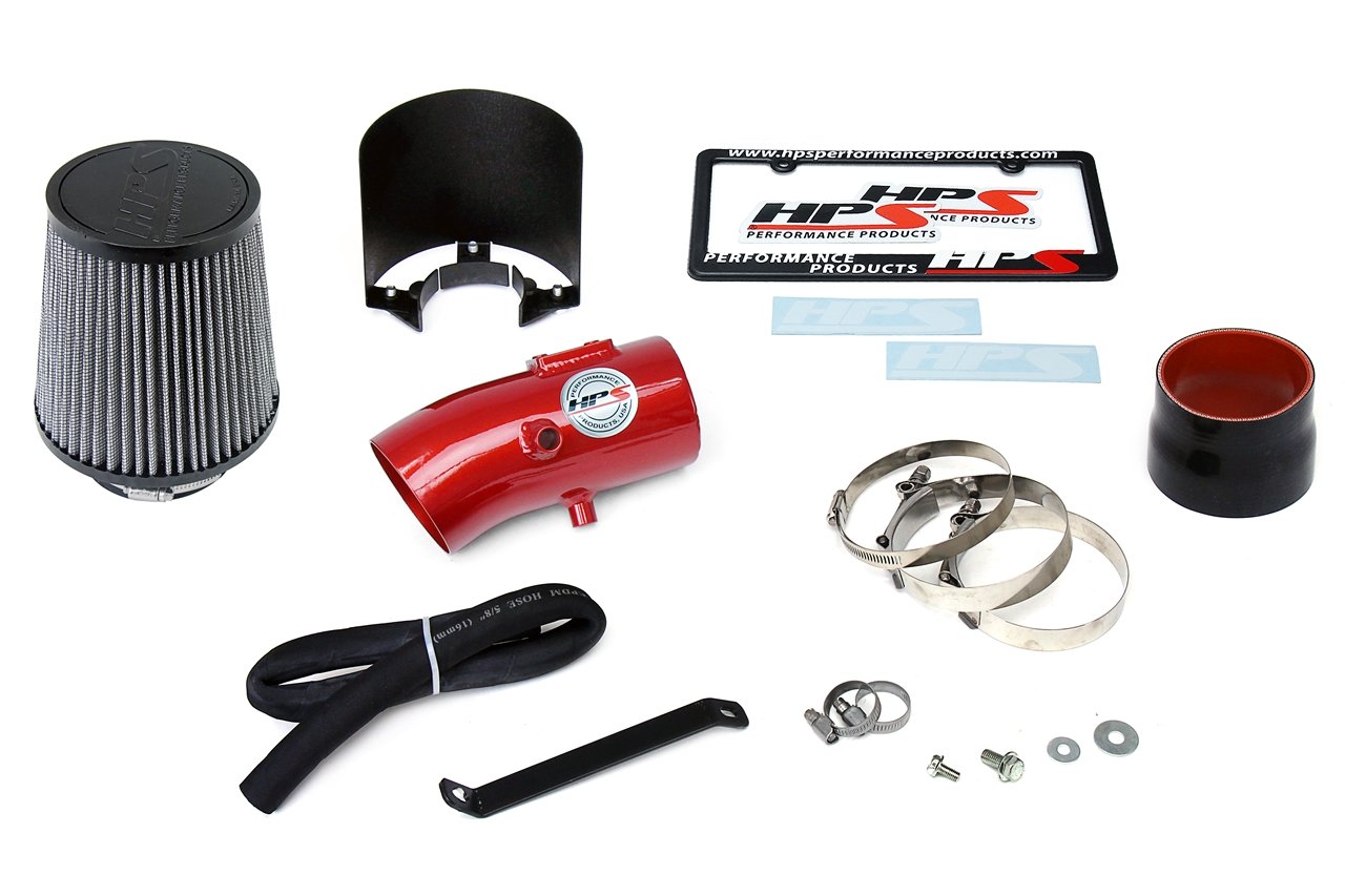 HPS Performance Shortram Air Intake Kit 2009-2017 Nissan Maxima V6 3.5L, Includes Heat Shield, Red