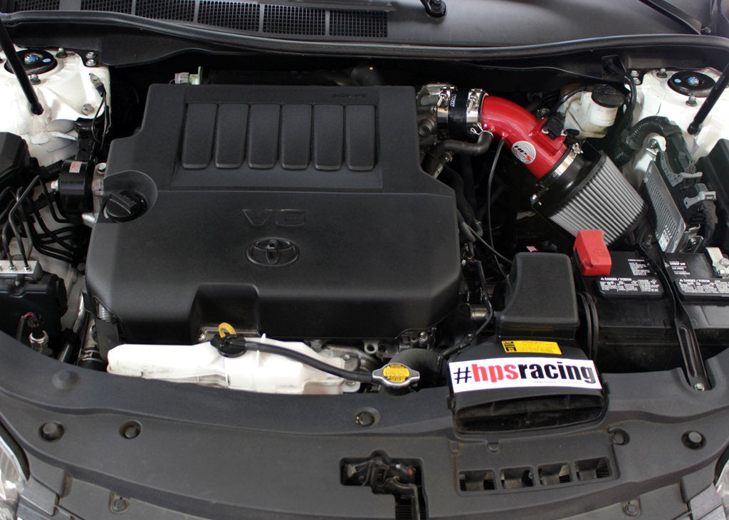 HPS Performance Shortram Air Intake Kit 2009-2016 Toyota Venza 3.5L V6, Includes Heat Shield, Red