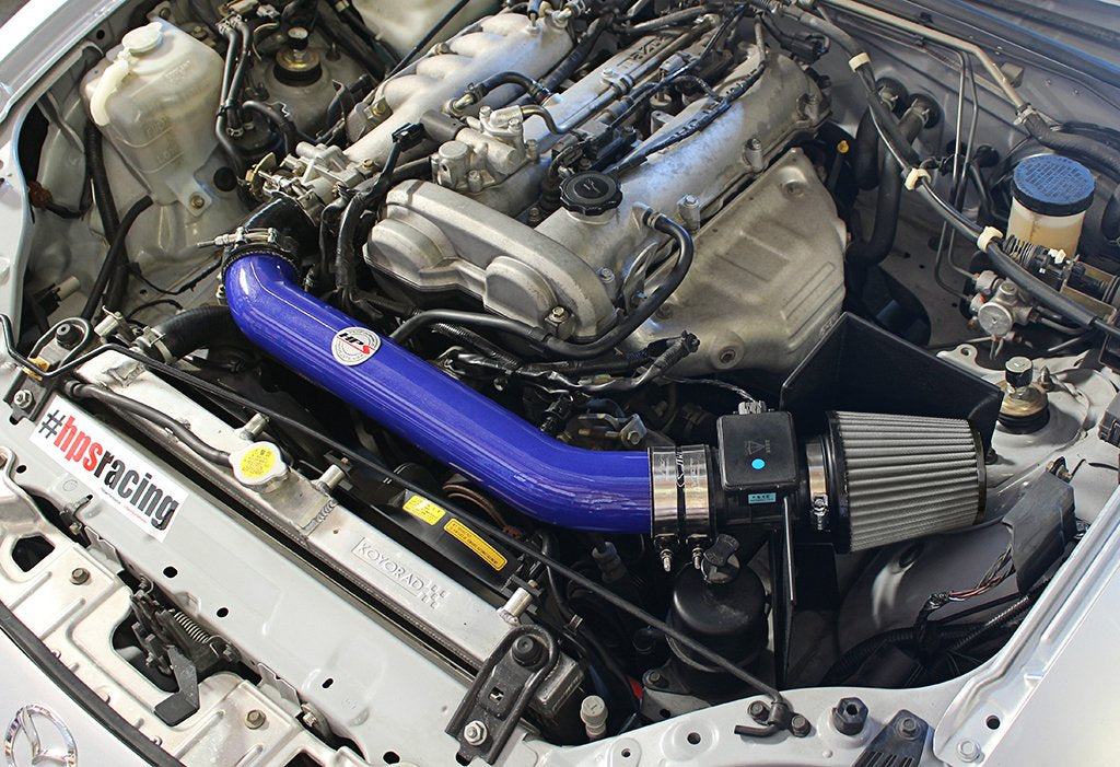 HPS Performance Shortram Air Intake Kit 1999-2005 Mazda Miata 1.8L Non Turbo, Includes Heat Shield, Blue