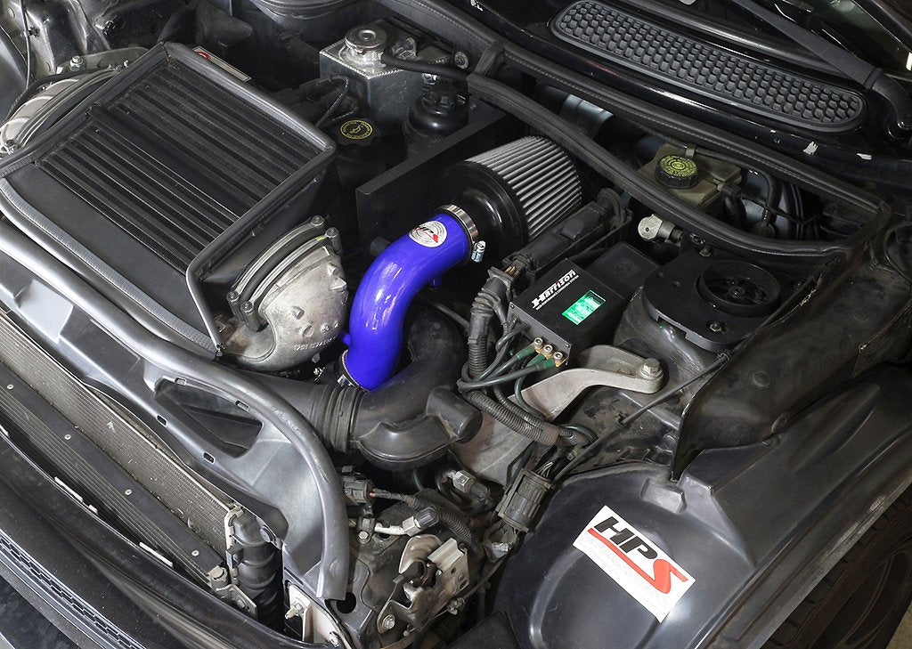 HPS Performance Shortram Air Intake Kit 2002-2005 Mini Cooper S 1.6L Supercharged, Includes Heat Shield, Blue