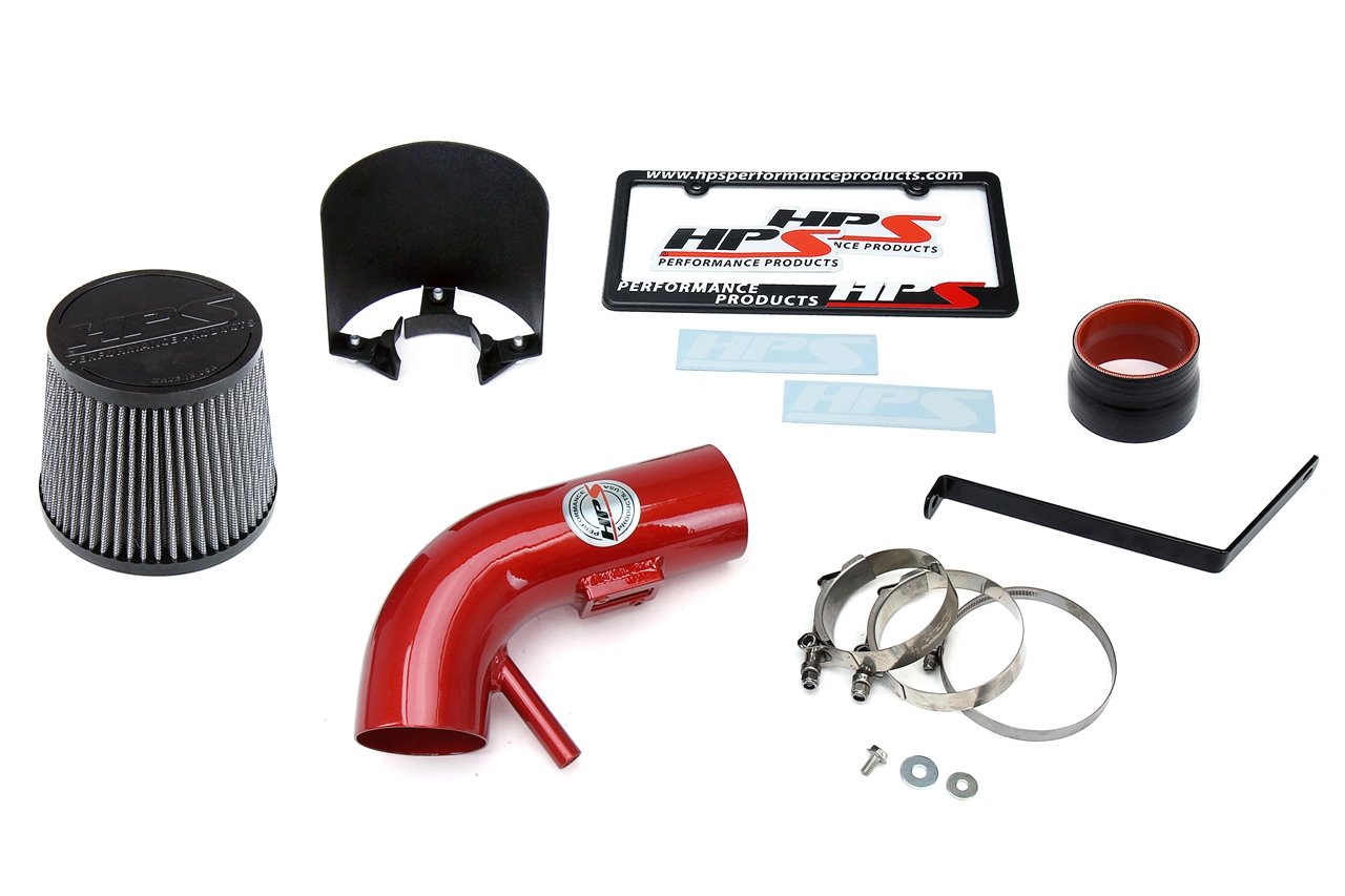 HPS Performance Shortram Air Intake Kit 2007-2012 Nissan Altima 2.5L 4Cyl, Includes Heat Shield, Red