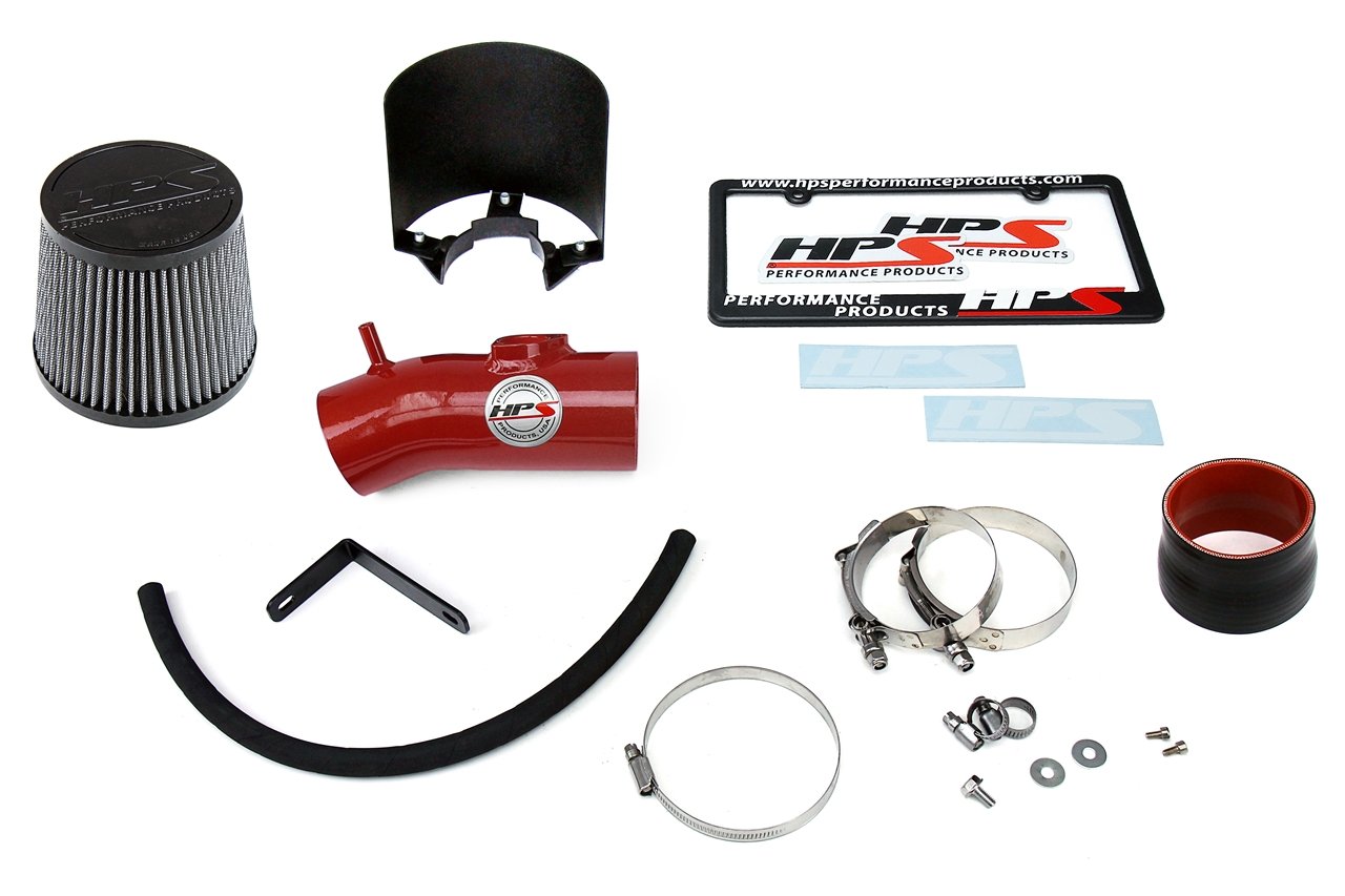 HPS Performance Shortram Air Intake Kit 2014-2017 Mazda Mazda6 2.5L Skyactiv, Includes Heat Shield, Red