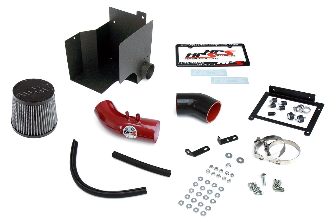 HPS Performance Shortram Air Intake Kit 2010-2013 Kia Forte 2.0L, Includes Heat Shield, Red