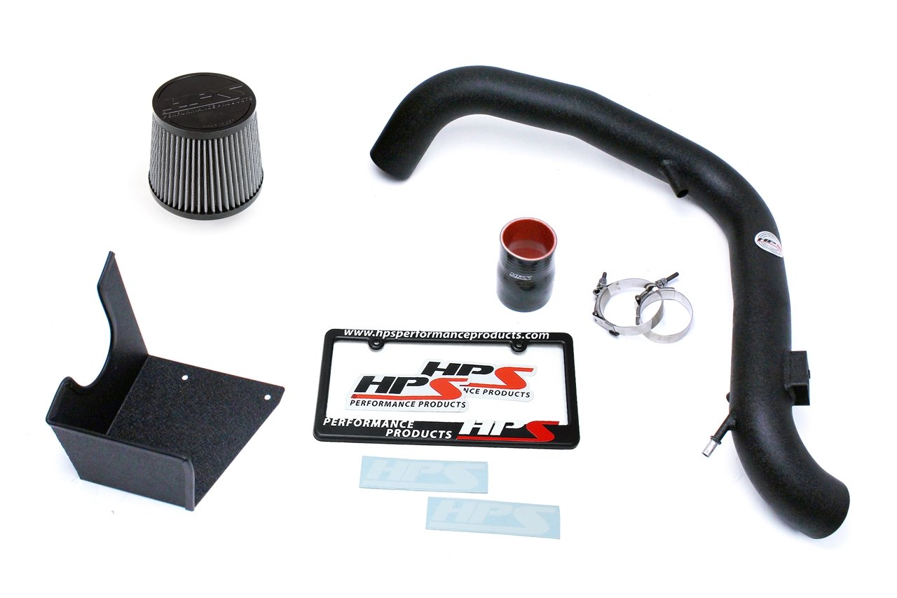 HPS Performance Shortram Air Intake Kit 2014-2015 Ford Fiesta ST 1.6L Turbo, Includes Heat Shield, Black