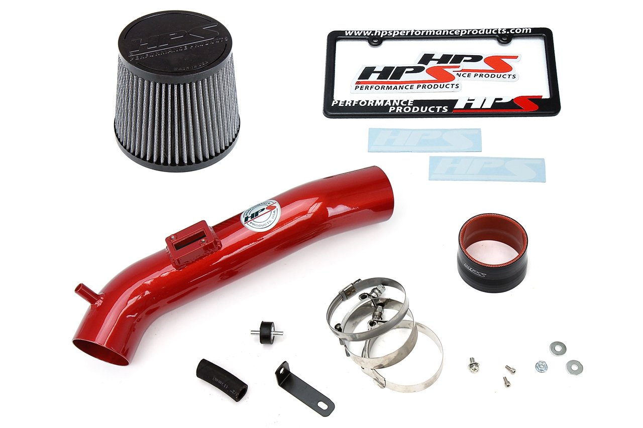 HPS Performance Shortram Air Intake Kit 2013-2017 Honda Accord 2.4L, Includes Heat Shield, Red