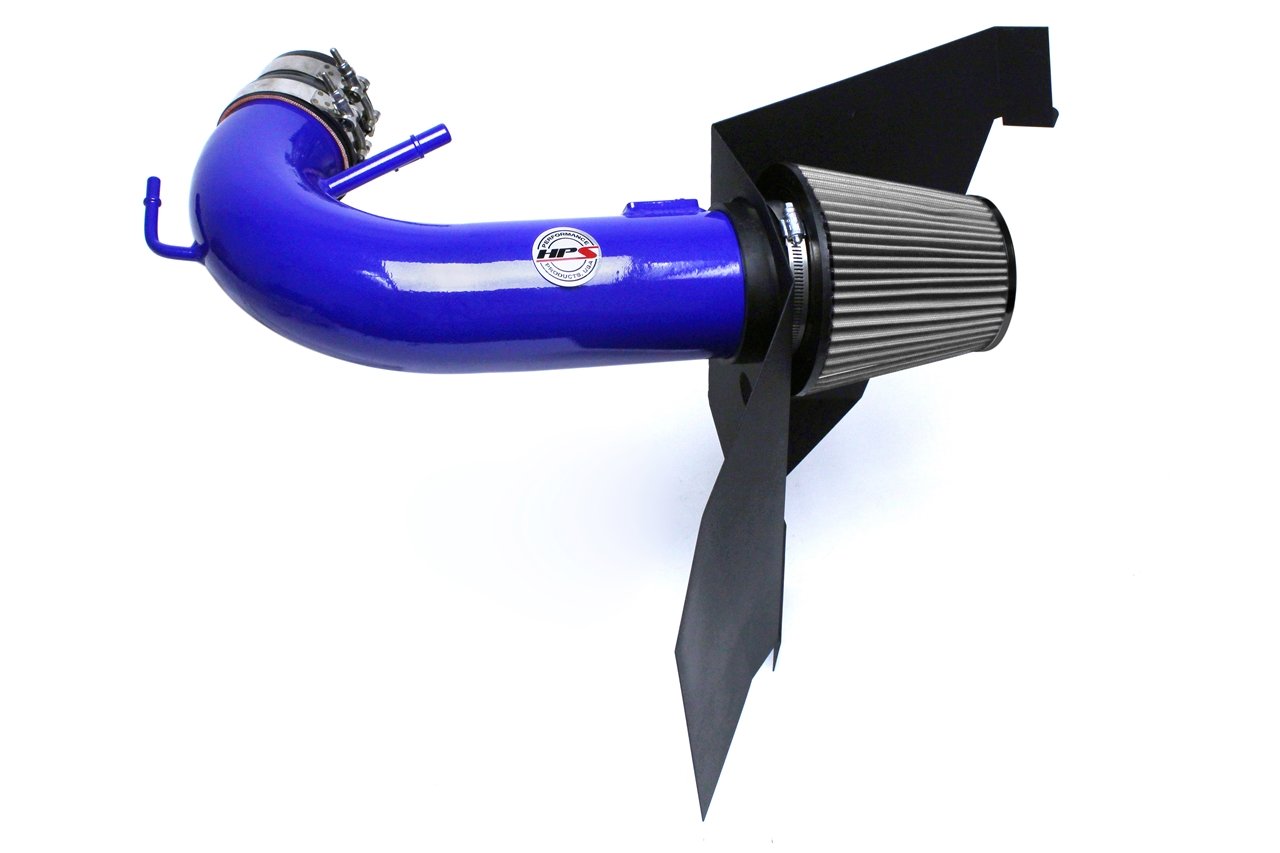 HPS Shortram Air Intake Kit 2015-2017 Ford Mustang GT V8 5.0L, Includes Heat Shield, Blue